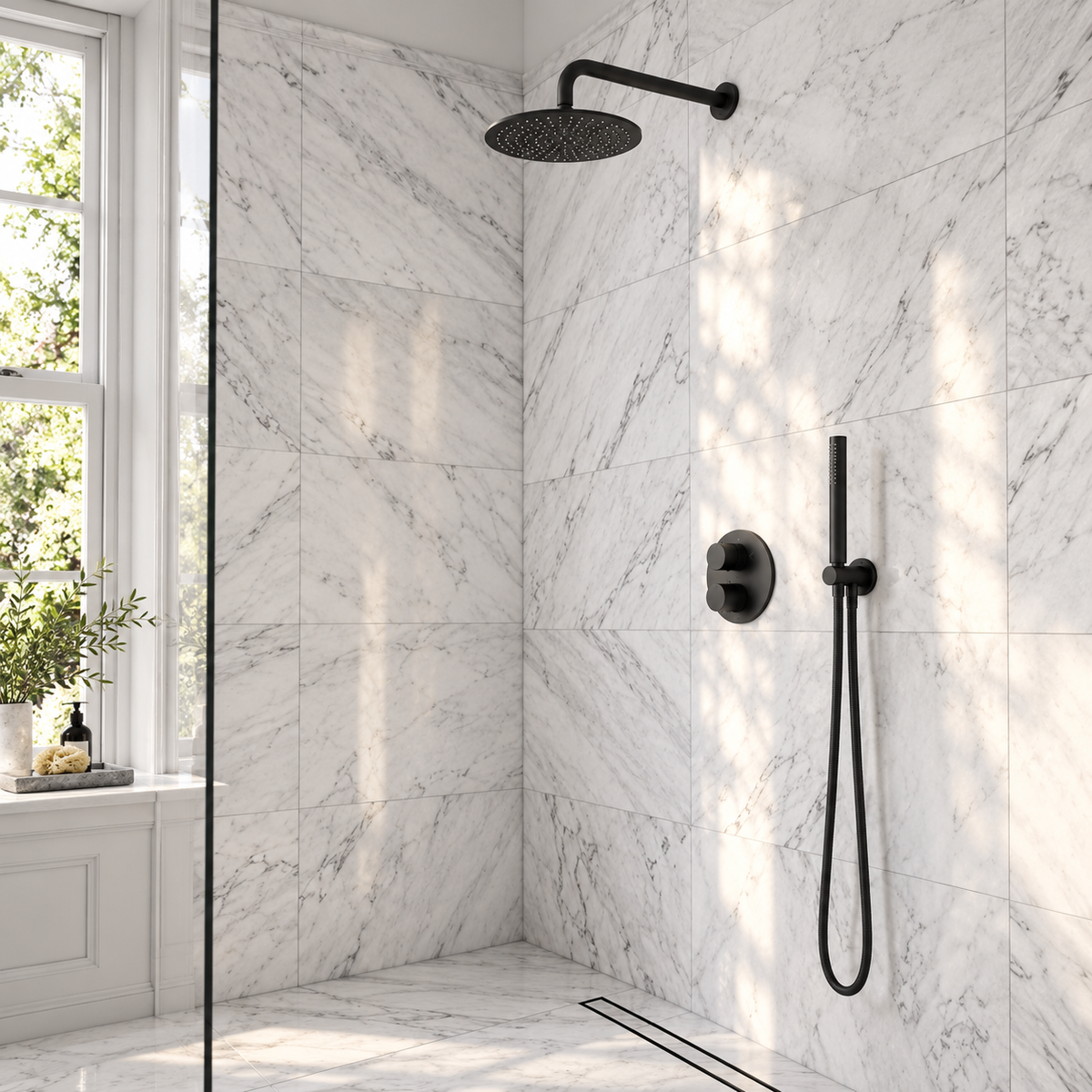 Colonne de Douche Encastrable Noir Mat