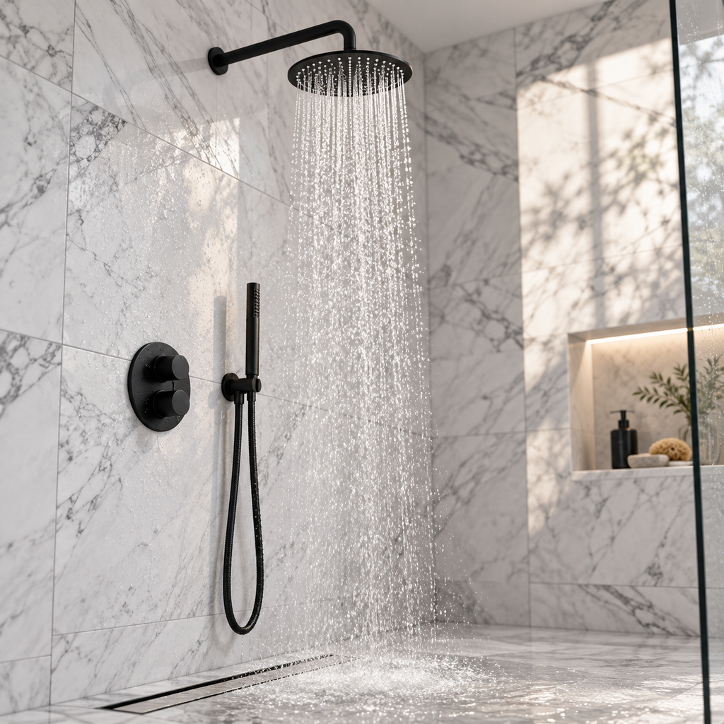 Colonne de Douche Encastrable Noir Mat