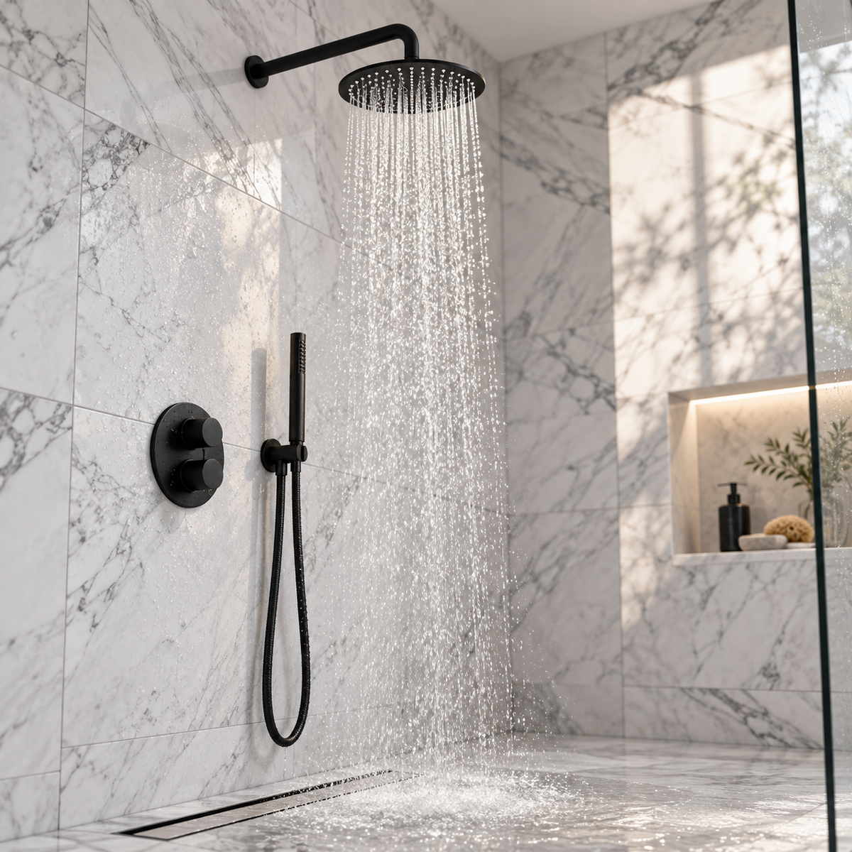 Colonne de Douche Encastrable Noir Mat