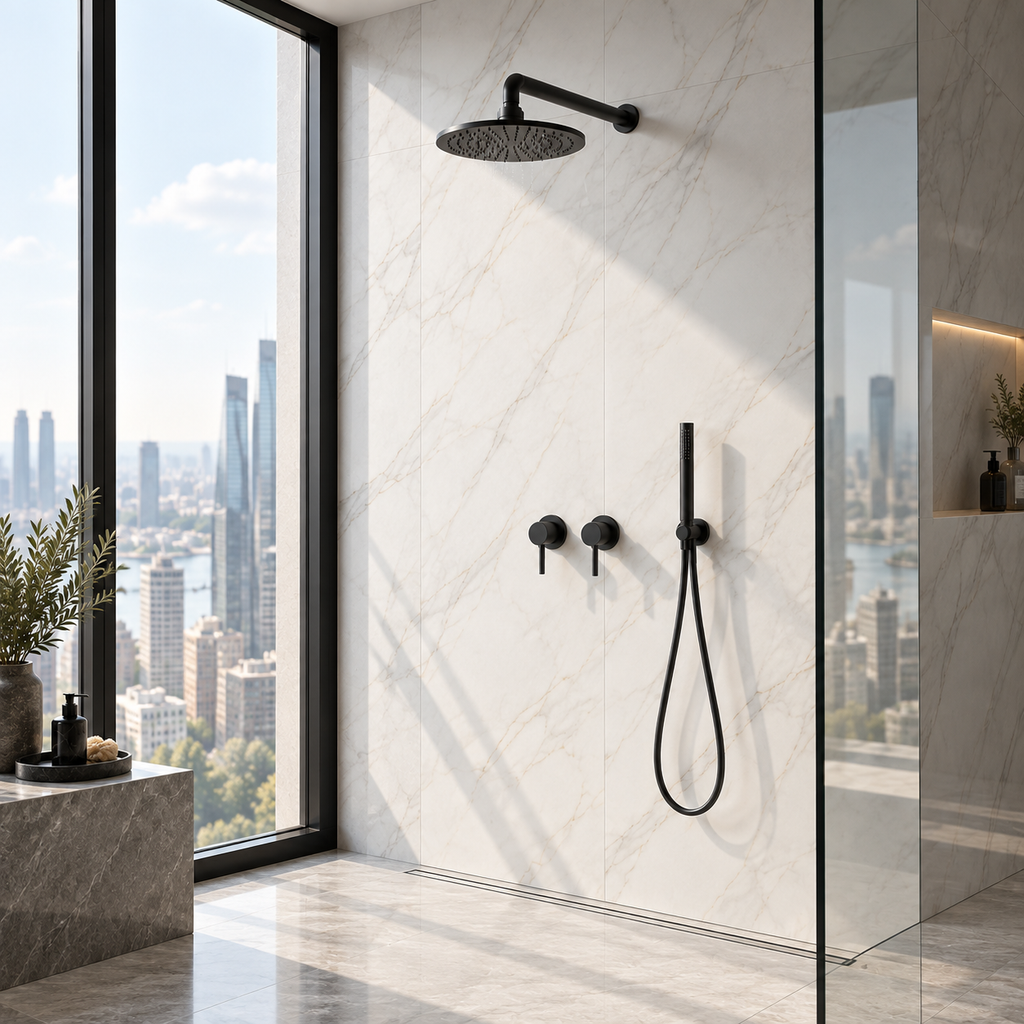 Colonne de Douche Encastrable Noir Mat 360°