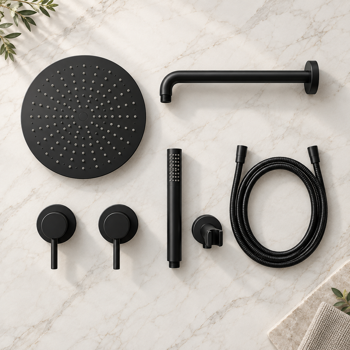 Colonne de Douche Encastrable Noir Mat 360°