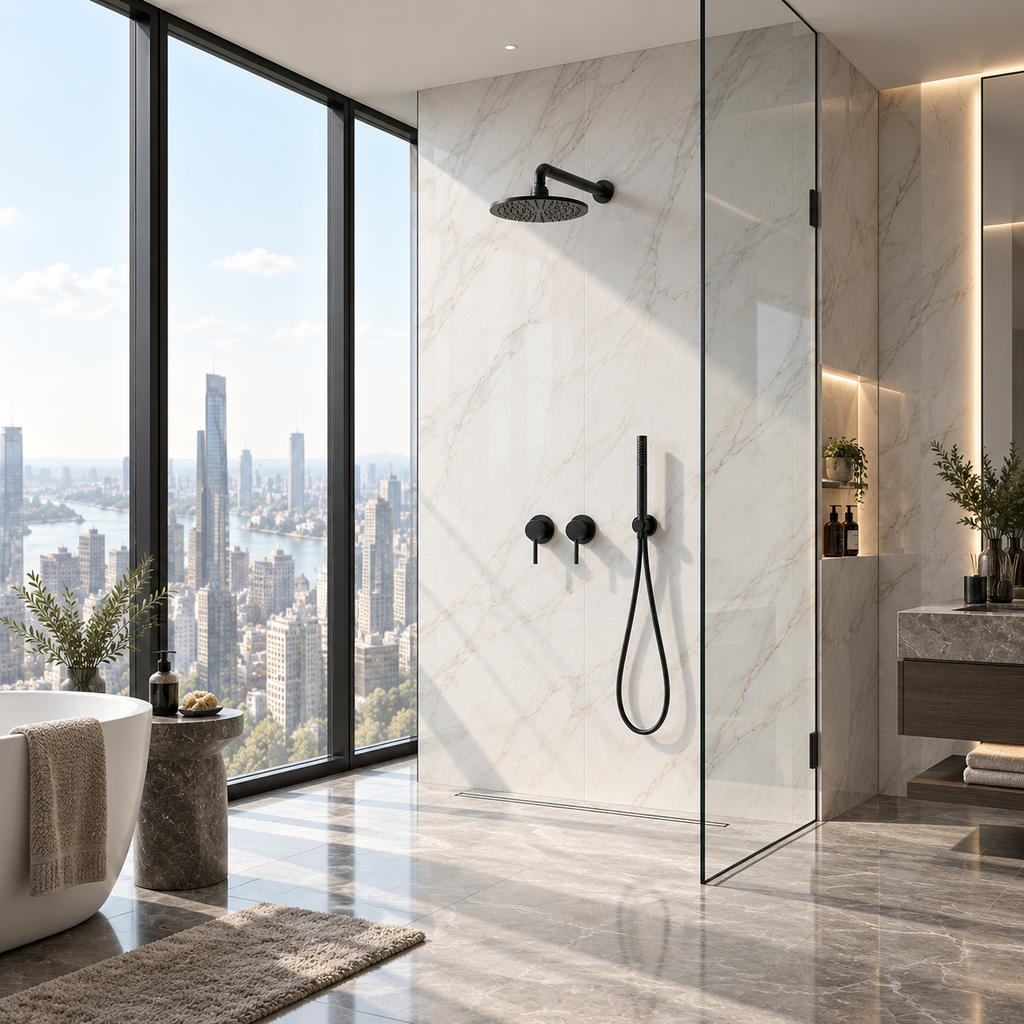 Colonne de Douche Encastrable Noir Mat 360°