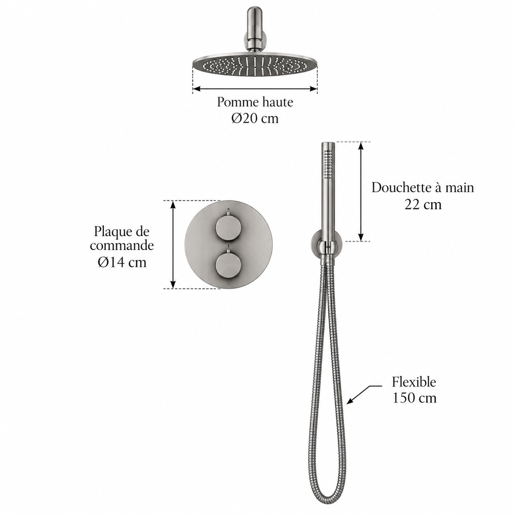 Colonne de Douche Encastrable Chrome