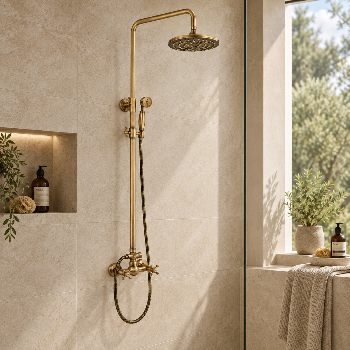 Colonne de Douche en Laiton Antique