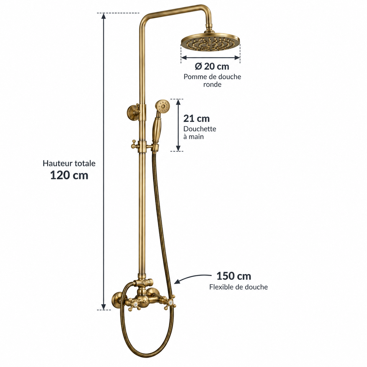Colonne de Douche en Laiton Antique