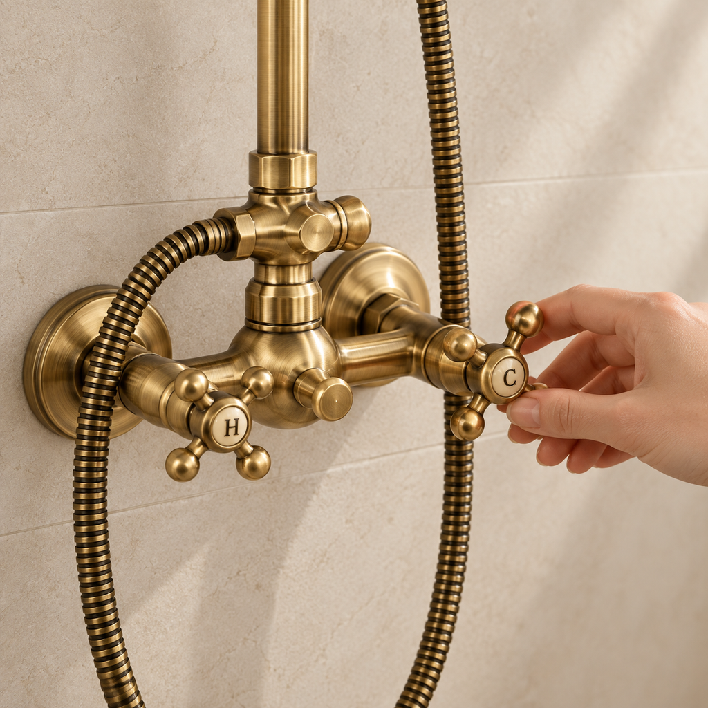Colonne de Douche en Laiton Antique