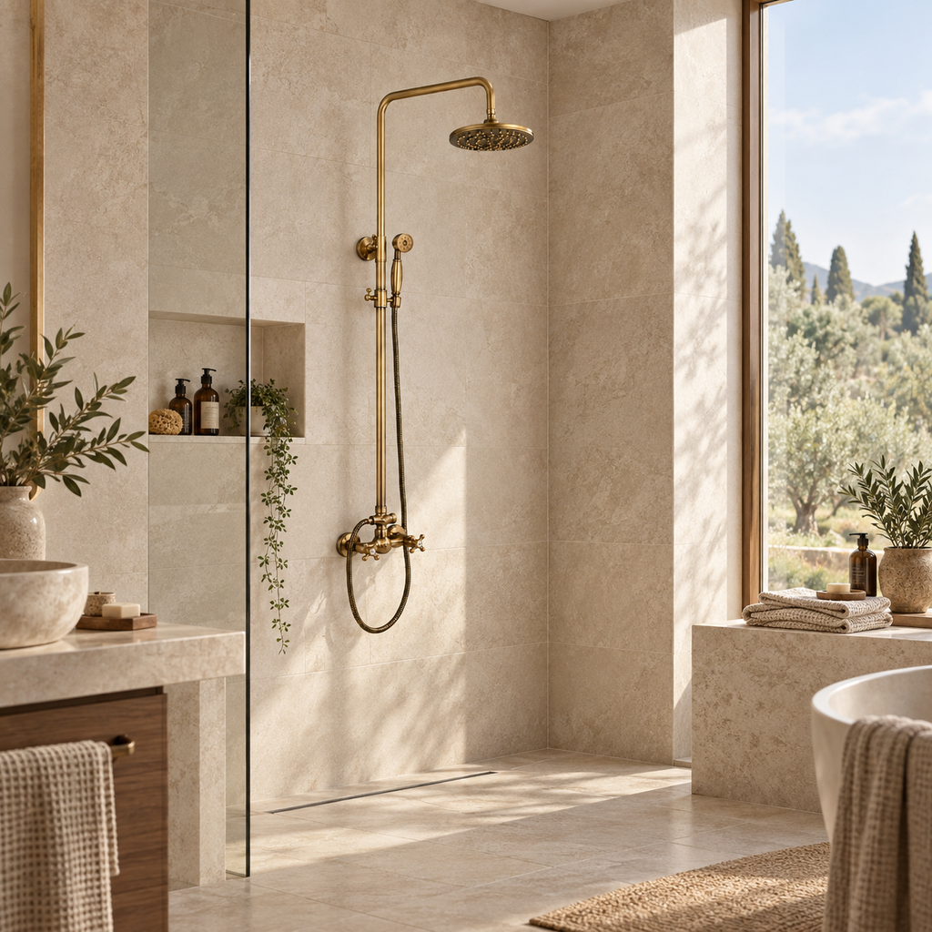 Colonne de Douche en Laiton Antique
