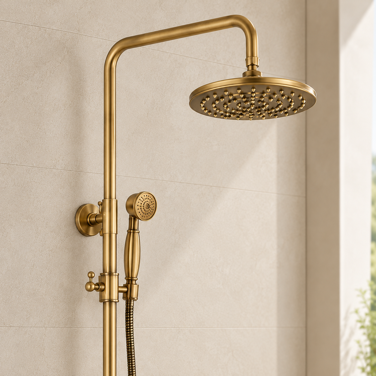 Colonne de Douche Thermostatique Or Brossé