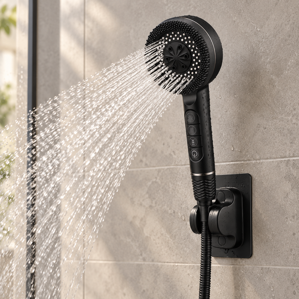 Pommeau de douche anti-calcaire 4 modes, tête ronde 25 cm