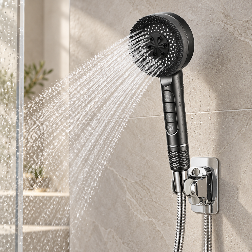 Pommeau de douche anti-calcaire 4 modes, tête ronde 25 cm – vue 2