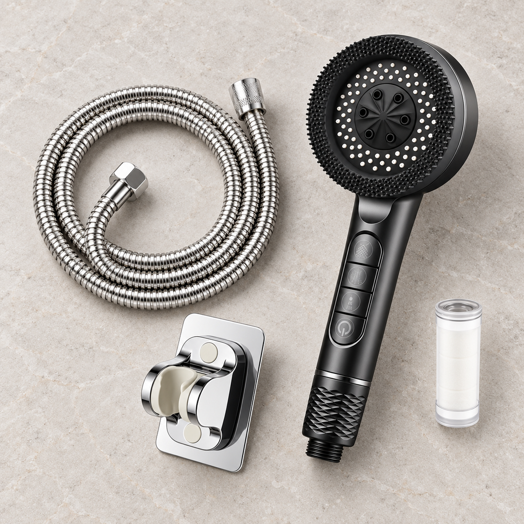 Pommeau de douche anti-calcaire 4 modes, tête ronde 25 cm – vue 4