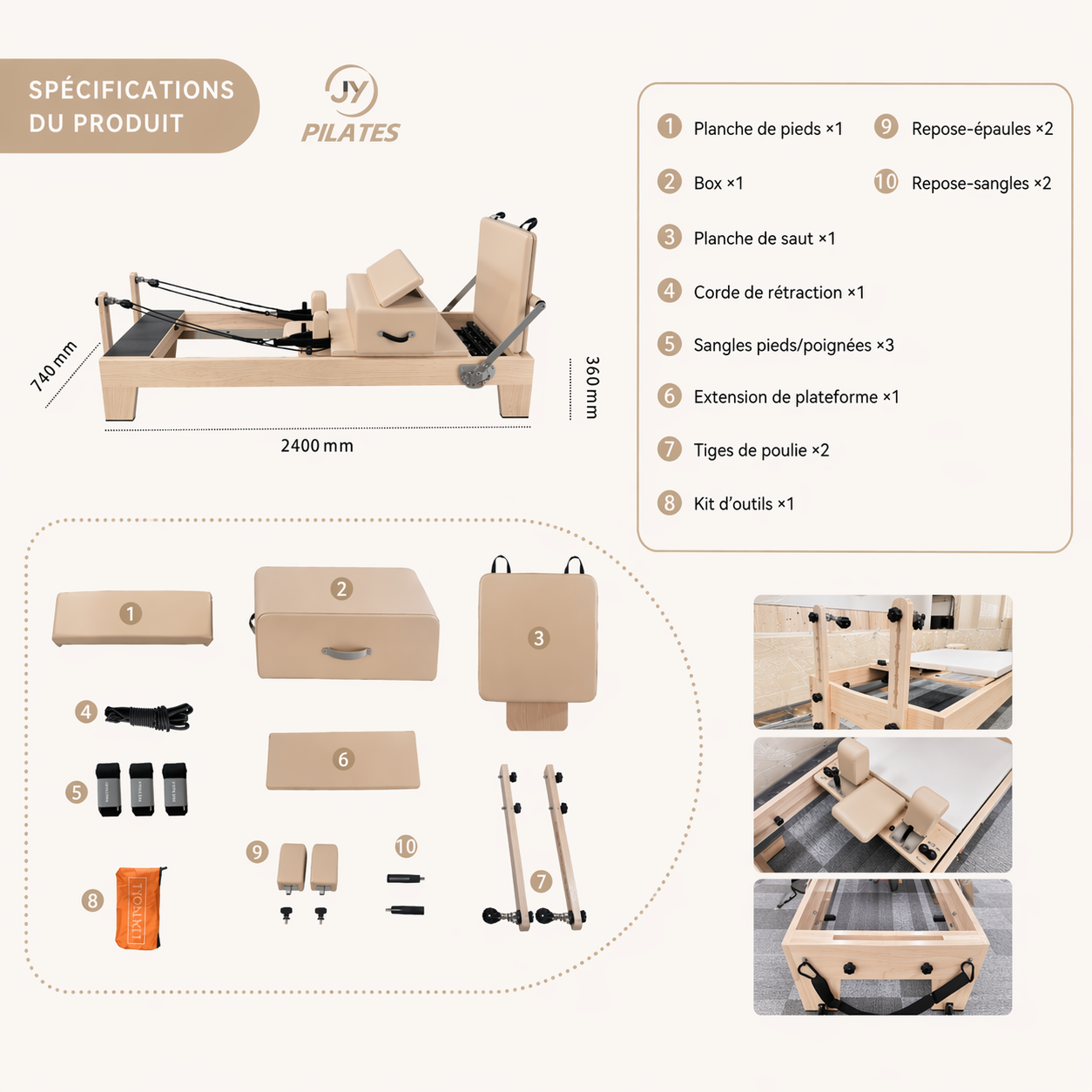 Pilates Reformer Pliable Érable - Reformio